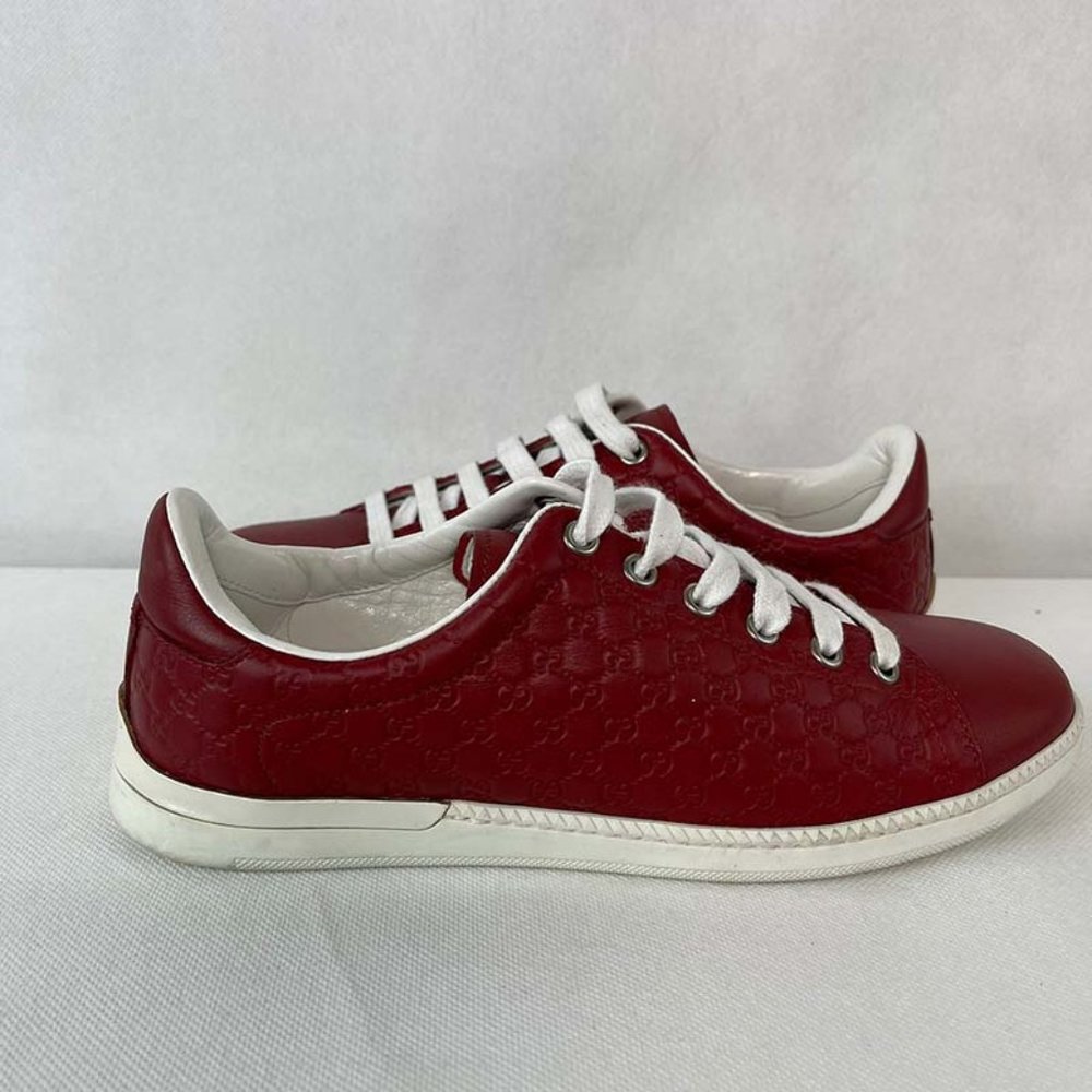 Gucci Red New Gg Micro Guccissima Leather Sneakers